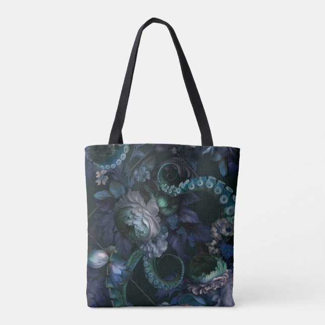 Gothic Cthulhu Türkis Tentakel Mit Blumen (Rückseite)