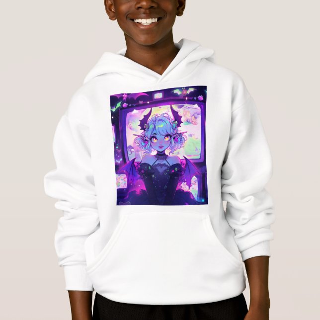 Gothic Cyberpunk Demon Fantasy Anime Girl Hoodie (Vorderseite)