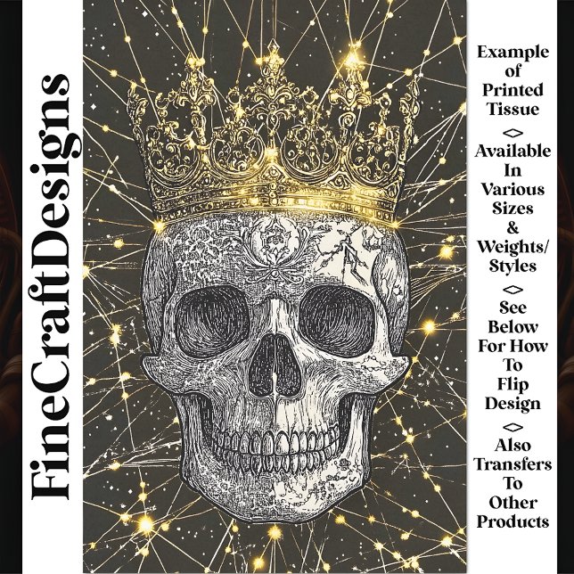 Gothic Cyberpunk Skull & Gold Crown U2 Decoupage Seidenpapier (Von Creator hochgeladen)