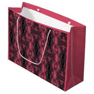 Gothic Damask Dark Pink und Black Lace Muster Große Geschenktüte