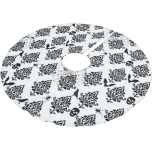 Gothic Damask Muster Spiders Skulls Fledermäuse Polyester Weihnachtsbaumdecke