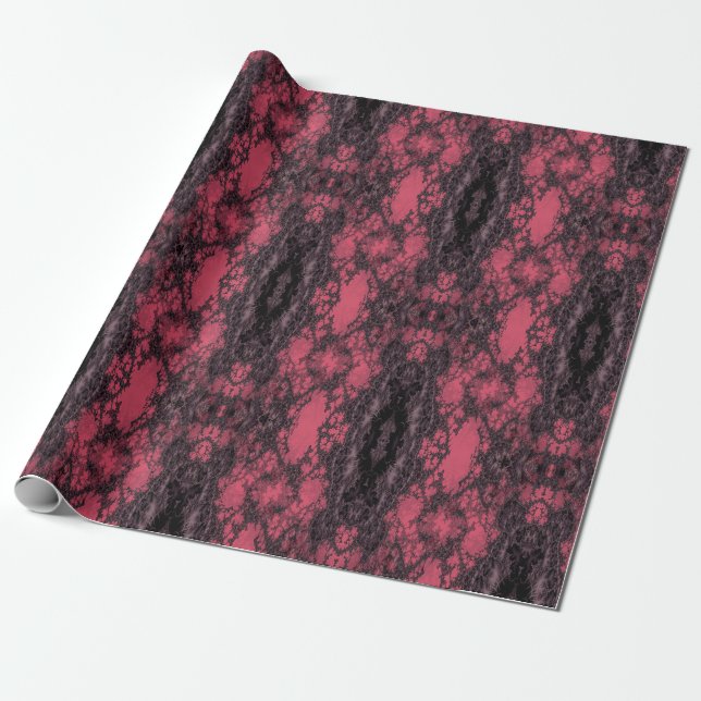 Gothic Damask Pink Lace Muster Modelle Geschenkpapier (Ungerollt)