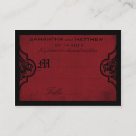 Gothic Damask Red Grunge Wedding Platzkarte