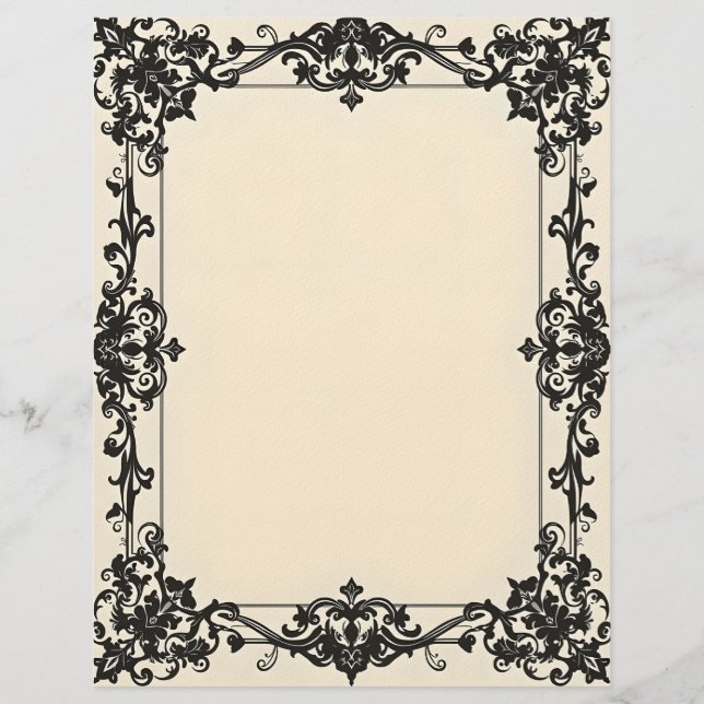 Gothic-Damasken-Rahmen-Schreibpapier Briefbogen (Vorderseite)