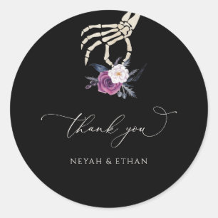 Gothic Danke, Dark Wedding Halloween Label N100 Runder Aufkleber