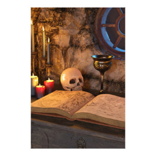 Gothic Dark Academia Kerzenbeleuchtete Studienkuns Fotodruck