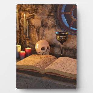 Gothic Dark Academia Kerzenbeleuchtete Studienkuns Fotoplatte