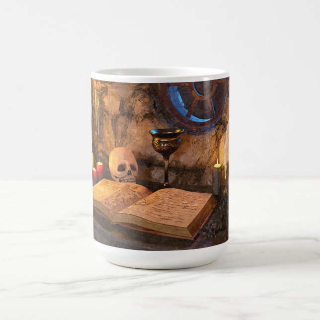 Gothic Dark Academia Kerzenbeleuchtete Studienkuns Kaffeetasse (Mittel)