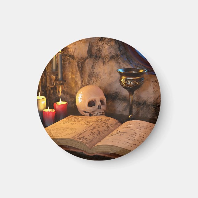Gothic Dark Academia Kerzenbeleuchtete Studienkuns Magnet (Vorne)