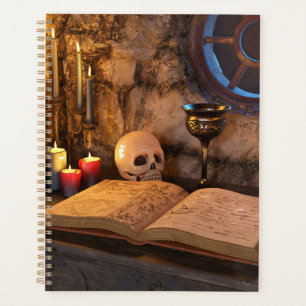 Gothic Dark Academia Kerzenbeleuchtete Studienkuns Planer