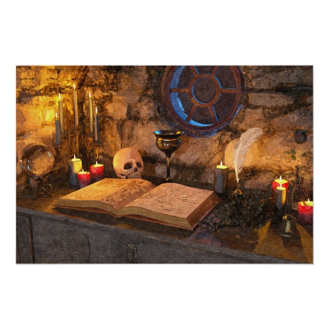 Gothic Dark Academia Kerzenbeleuchtete Studienkuns Poster (Vorderseite)