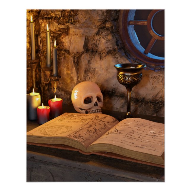 Gothic Dark Academia Kerzenbeleuchtete Studienkuns Poster (Vorderseite)