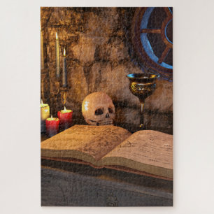 Gothic Dark Academia Kerzenbeleuchtete Studienkuns Puzzle