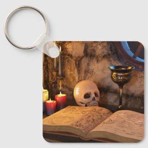 Gothic Dark Academia Kerzenbeleuchtete Studienkuns Schlüsselanhänger