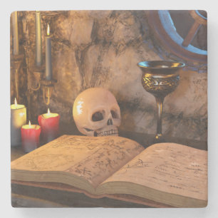 Gothic Dark Academia Kerzenbeleuchtete Studienkuns Steinuntersetzer
