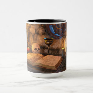 Gothic Dark Academia Kerzenbeleuchtete Studienkuns Tasse