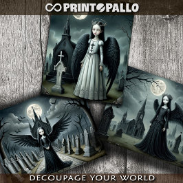Gothic Dark Angel, Friedhof unter Mondlicht Geschenkpapier Set