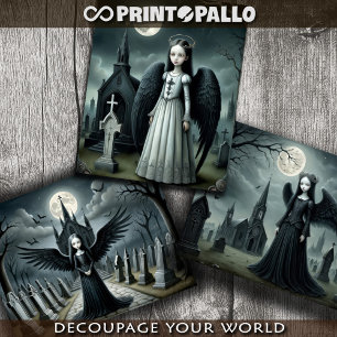 Gothic Dark Angel, Friedhof unter Mondlicht Geschenkpapier Set