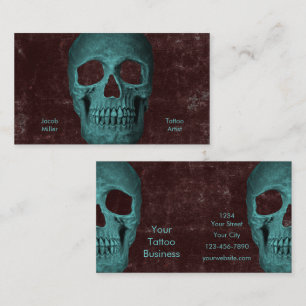 Gothic Dark Aquamarin Skull Brown Texture Tattoo S Visitenkarte