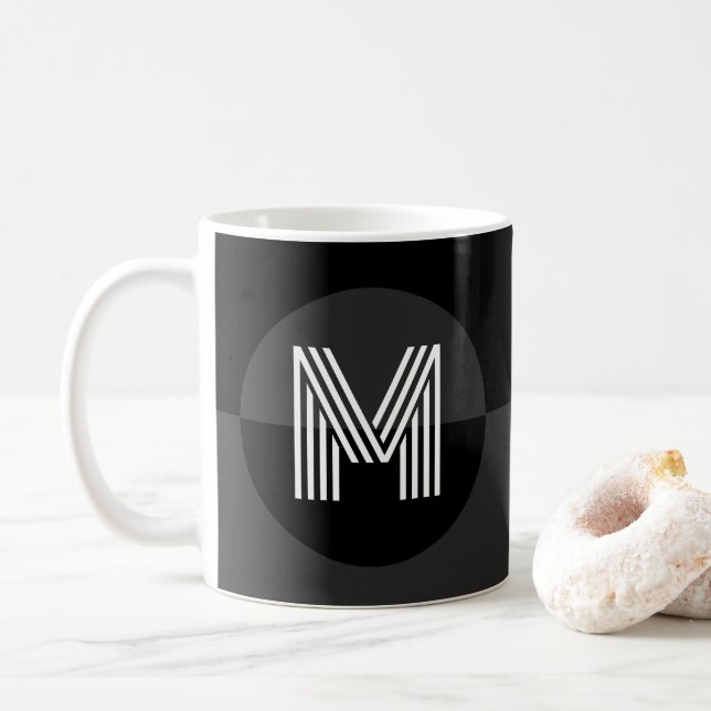 Gothic Dark Black Gray Geometric Modern Monogram Kaffeetasse (Mit Donut)