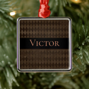 Gothic Dark Brown Harlequin Personalisiert Ornament Aus Metall