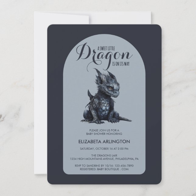 Gothic Dark Dragon Baby Shower Einladung (Vorderseite)