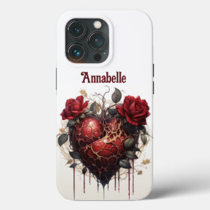 Gothic Dark Dripping Red Heart & Rose Monogram Case-Mate iPhone Hülle