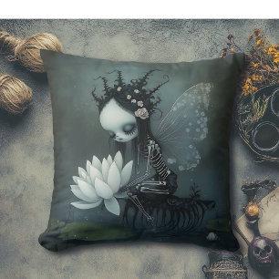 Gothic Dark Fantasy Fairy Skeleton Halloween Dekor Kissen