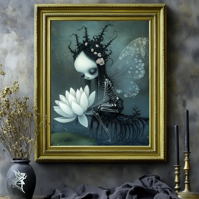 Gothic Dark Fantasy Skeleton Fairy Halloween Art Poster (Von Creator hochgeladen)