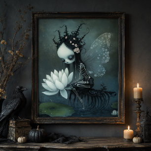 Gothic Dark Fantasy Skelett Fee Halloween Kunst Poster