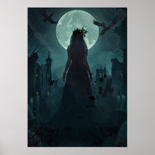Gothic Dark Feminine Mondlicht Raben Königin Poster