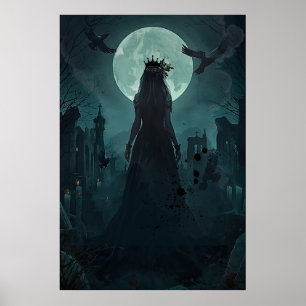 Gothic Dark Feminine Mondlicht Raben Königin Poster
