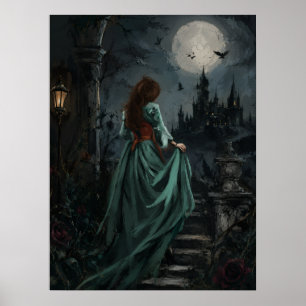 Gothic Dark Feminine Mondlicht Raben Königin Poster