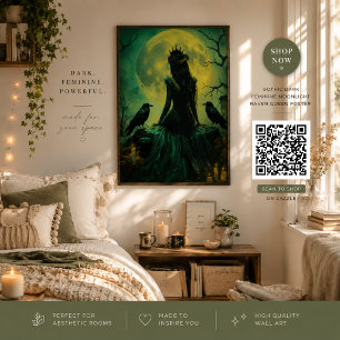 Gothic Dark Feminine Mondlicht Raben Königin Poster