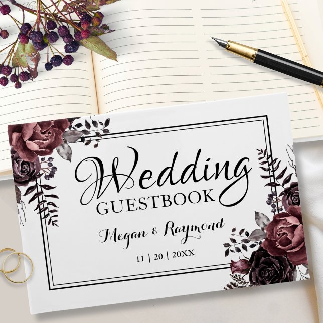 Gothic Dark Florals Vintag Goth Wedding Gästebuch (Von Creator hochgeladen)