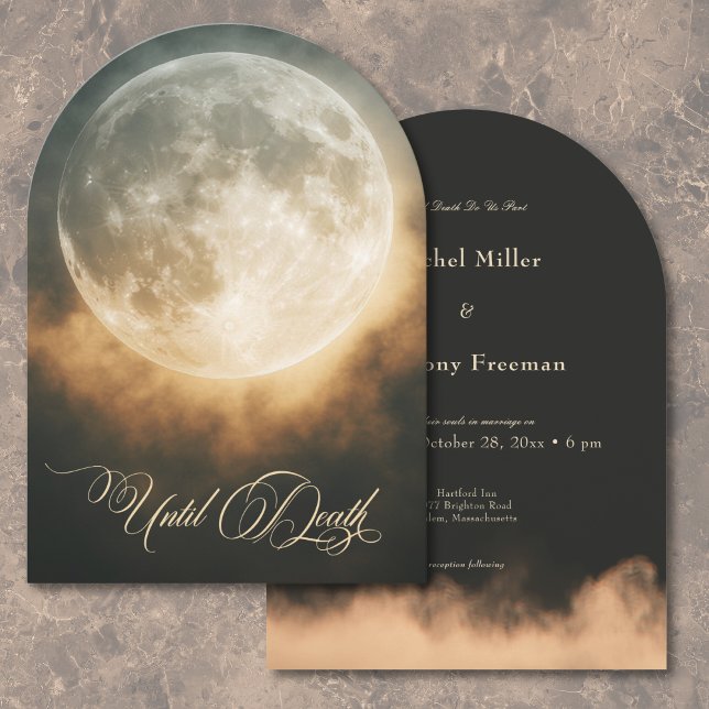 Gothic Dark Full Moon Arch Wedding Einladung (Gothic Dark Full Moon Arch Wedding Invitation)