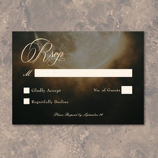 Gothic Dark Full Moon Arch Wedding RSVP Karte (Gothic Dark Full Moon Arch Wedding RSVP Card)