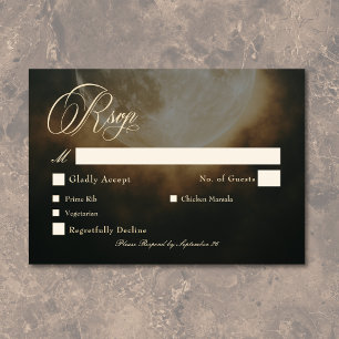 Gothic Dark Full Moon Arch Wedding RSVP Karte
