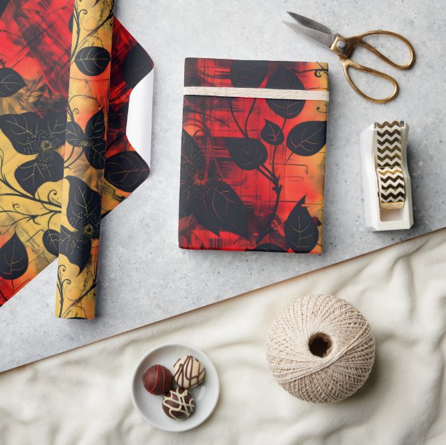 Gothic Dark Gefühl Black Yellow Red Geschenkpapier (Kunsthandwerk)