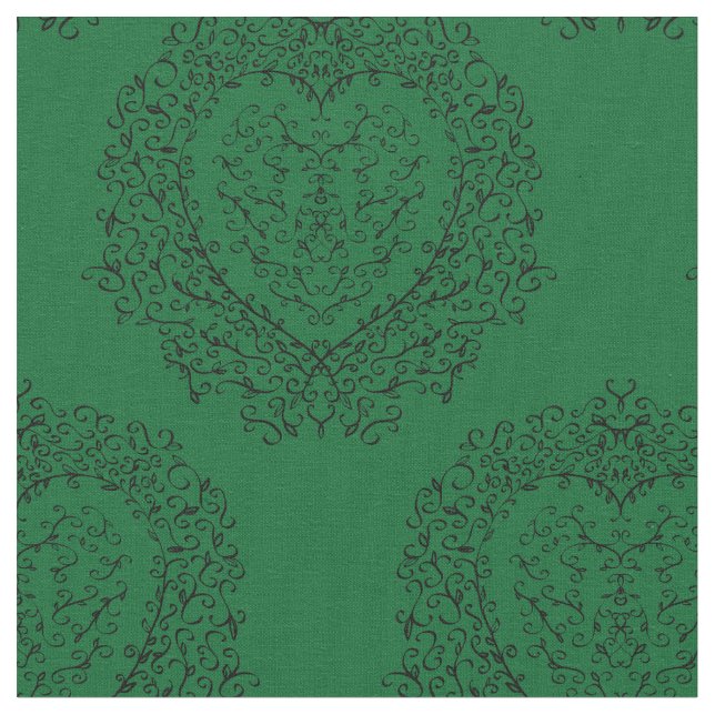 Gothic Dark Green Black Heart Stoff (Nahaufnahme)