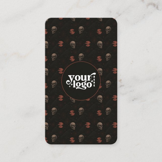 Gothic Dark Halloween QR Code Vertikal Visitenkarte (Vorderseite)