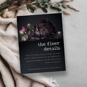 Gothic Dark Lila Black Peony Wedding Details Begleitkarte