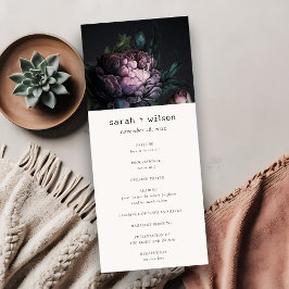 Gothic Dark Lila Black Peony Wedding Program Einladung