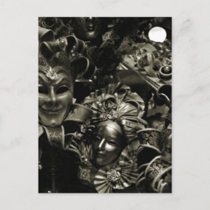 Gothic Dark Masquerade Masken Schwarz und Weiß Postkarte