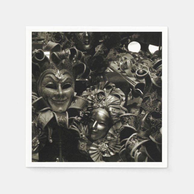 Gothic Dark Masquerade Masken Schwarz-Weiß Serviette (Vorderseite)