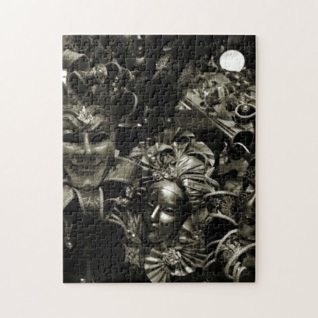 Gothic Dark Masquerade Masks Black and White Puzzle (Vertikal)