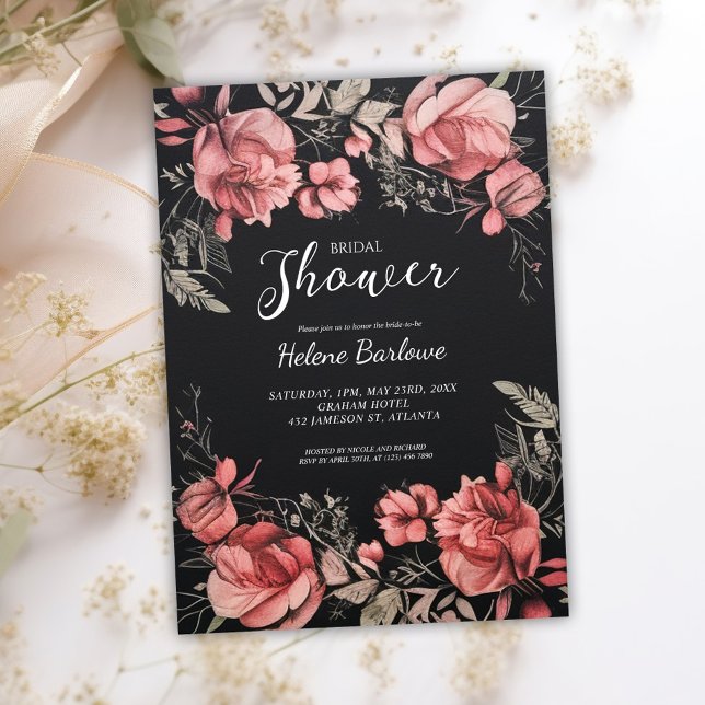 Gothic Dark Moody Floral Brautparty Einladung (Gothic Dark Moody Floral Bridal Shower Invitation)
