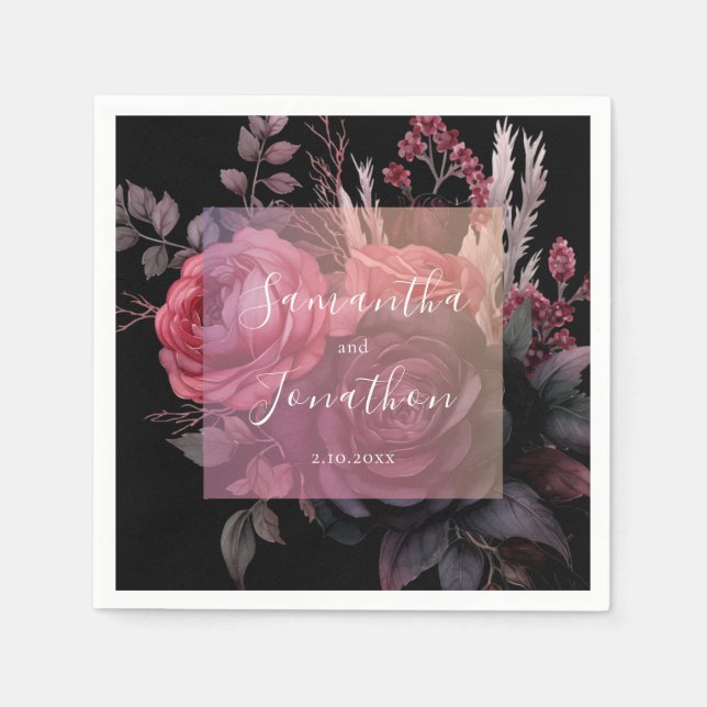 Gothic Dark Moody Rose Wedding Serviette (Vorderseite)
