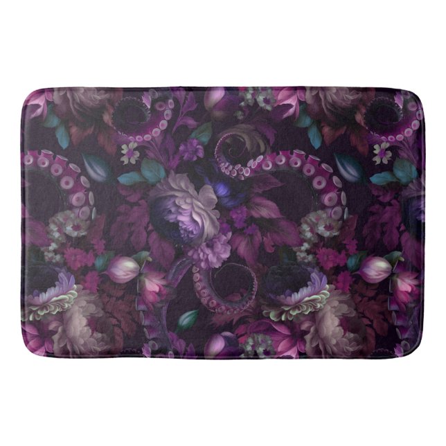 Gothic Dark Pink Tentacle mit Blume Badematte (Vorderseite)