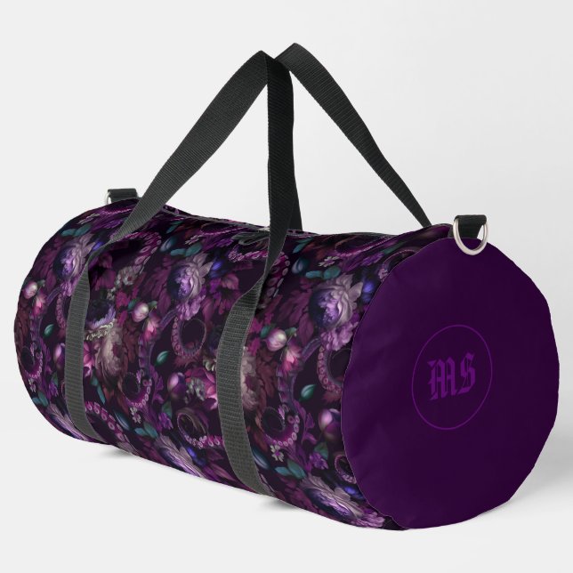 Gothic Dark Pink Tentacle mit Blume Duffle Bag (Linke Ecke)